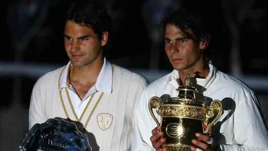 Rafa Nadal y Roger Federer en la final de Wimbledon 2008 Rafa Nadal y Roger Federer en la final de Wimbledon 2008