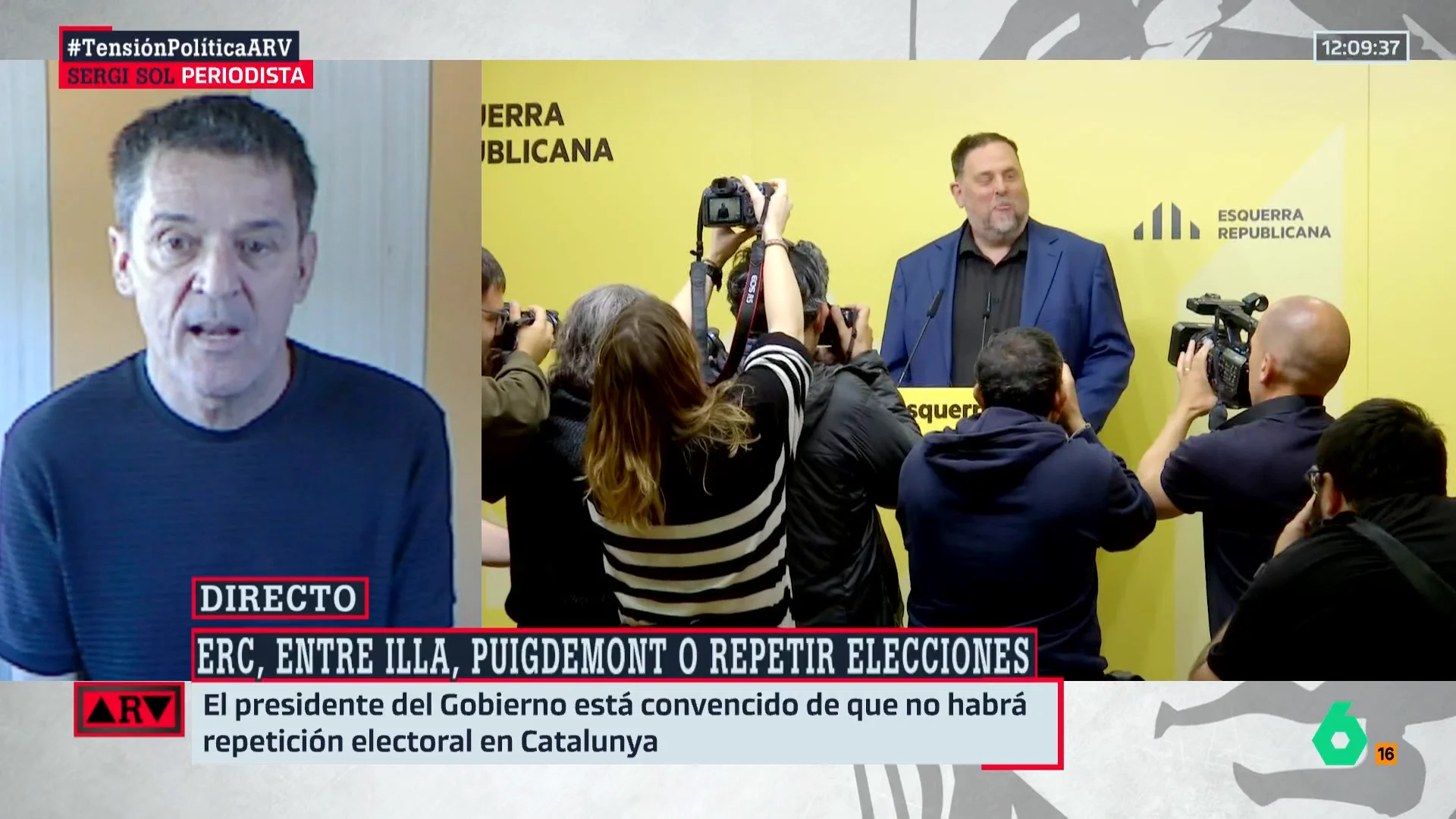 Sergi Sol pronostica "nuevas elecciones en Cataluña" tras tener Junts la Mesa del Parlament: "Difícilmente habrá acuerdo (entre ERC e Illa)"