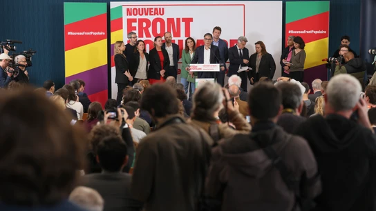 Los líderes de la coalición de la izquierda francesa para las elecciones legislativas, Nuevo Frente Popular Los líderes de la coalición de la izquierda francesa para las elecciones legislativas, Nuevo Frente Popular