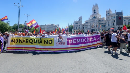 Movilización en Madrid contra la monarquía coincidiendo con los diez años del reinado de Felipe VI Movilización en Madrid contra la monarquía coincidiendo con los diez años del reinado de Felipe VI