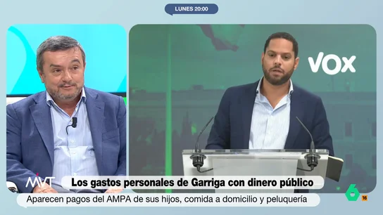 Chema Crespo, sobre los gastos de Garriga con dinero público Más Vale Tarde analiza el caso de Ignacio Garriga, líder de Vox en Cataluña, que habría cargado gastos personales, como el AMPA de sus hijos, comida a domicilio o servicios de tintorería a la tarjeta de su grupo parlamentario.