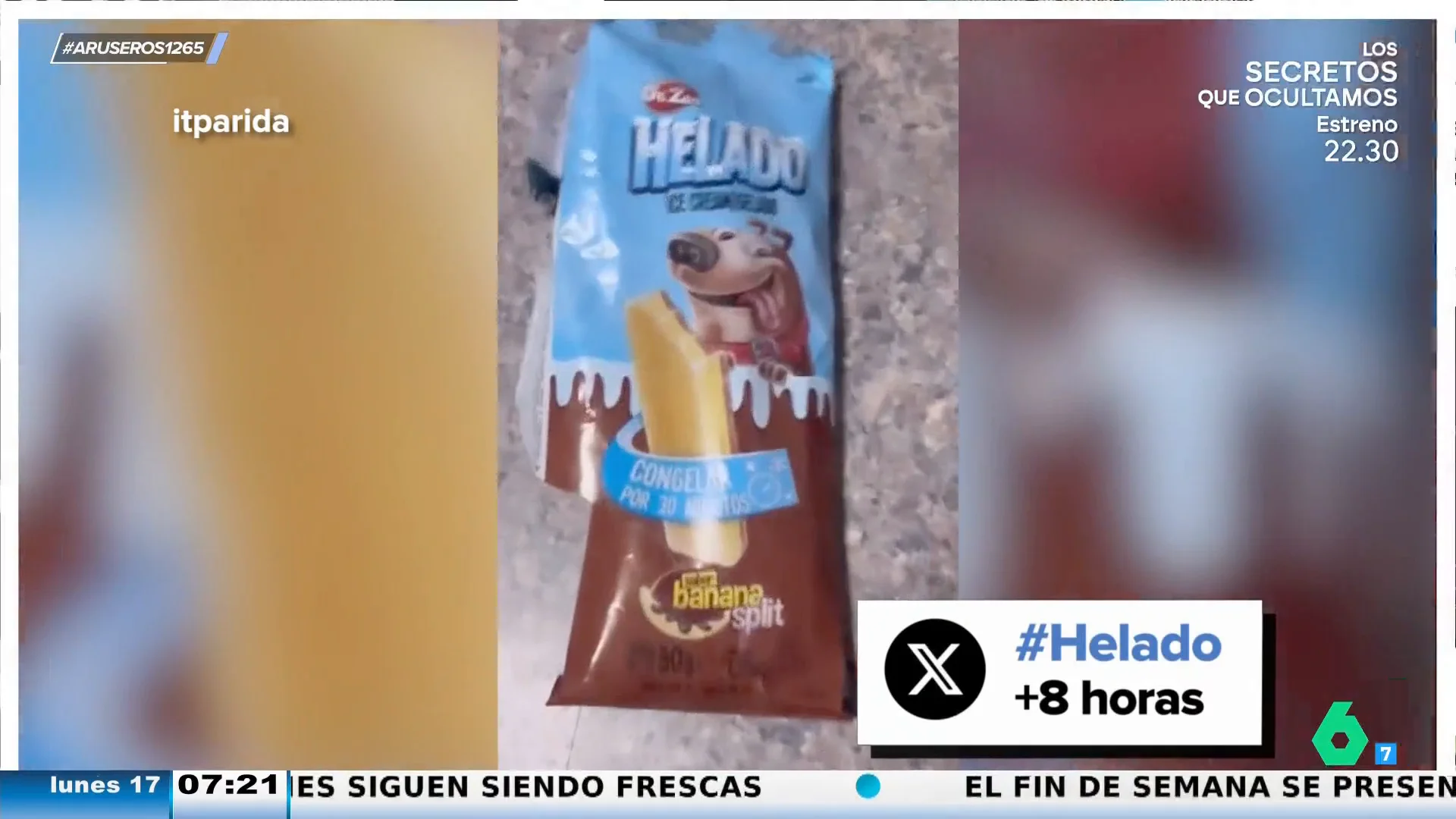 Una mujer come un helado pero nota que sabe raro y descubre que es para perros