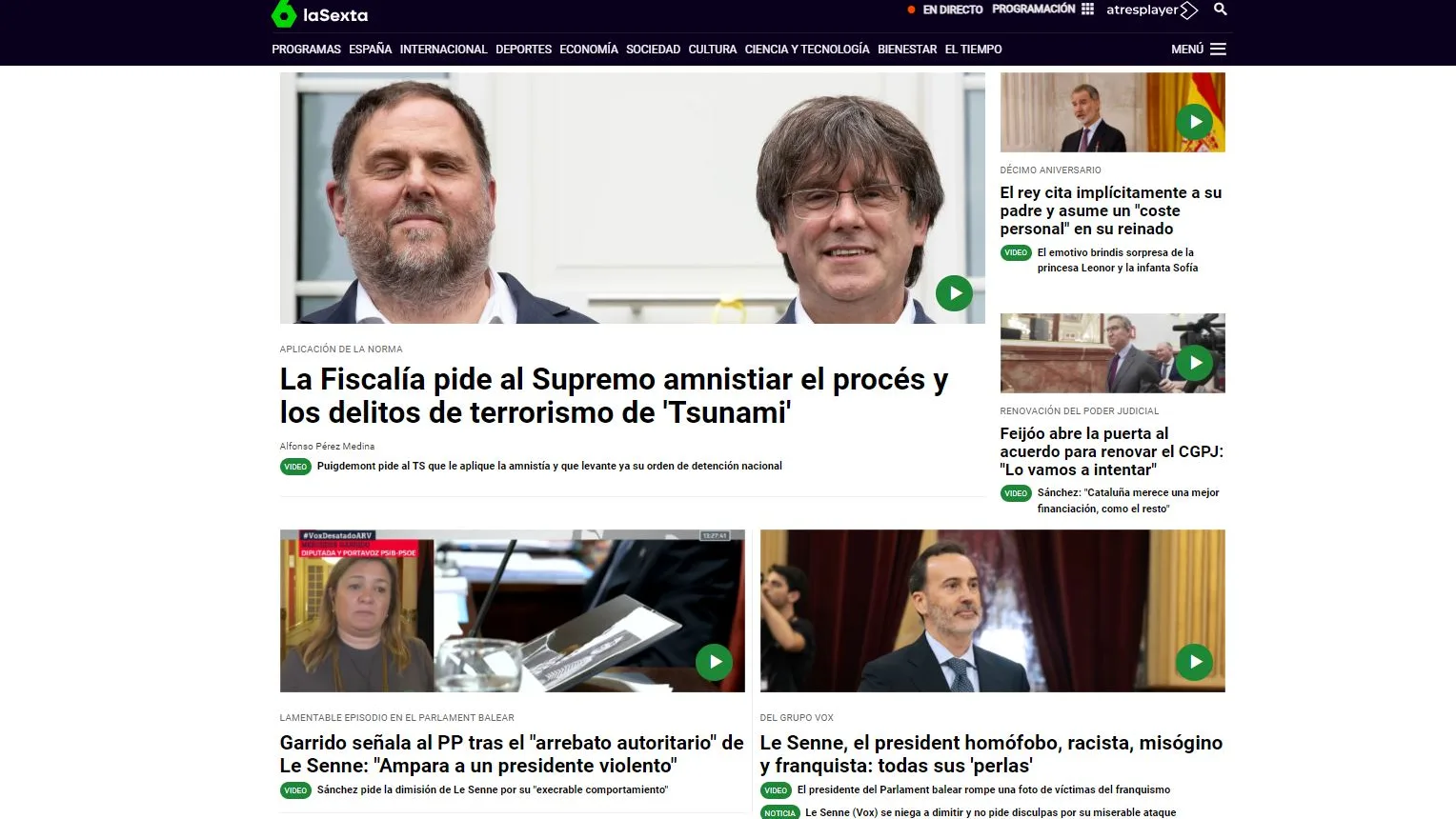 Portada de laSexta.com del miércoles 19 de junio de 2024