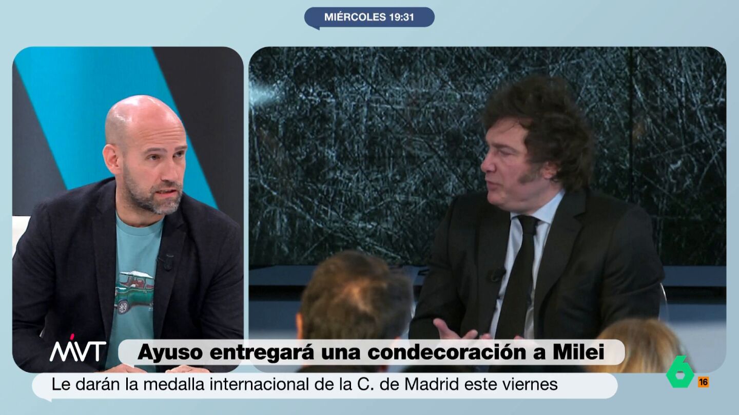 "Lo que hace es retratar tanto a Ayuso que premia a Milei, como a en su momento Almeida, que tuvo toda la intenci&oacute;n del planeta en premiar a Netanyahu", comenta Gonzalo Mir&oacute; sobre la condecoraci&oacute;n de la Comunidad de Madrid a Milei.