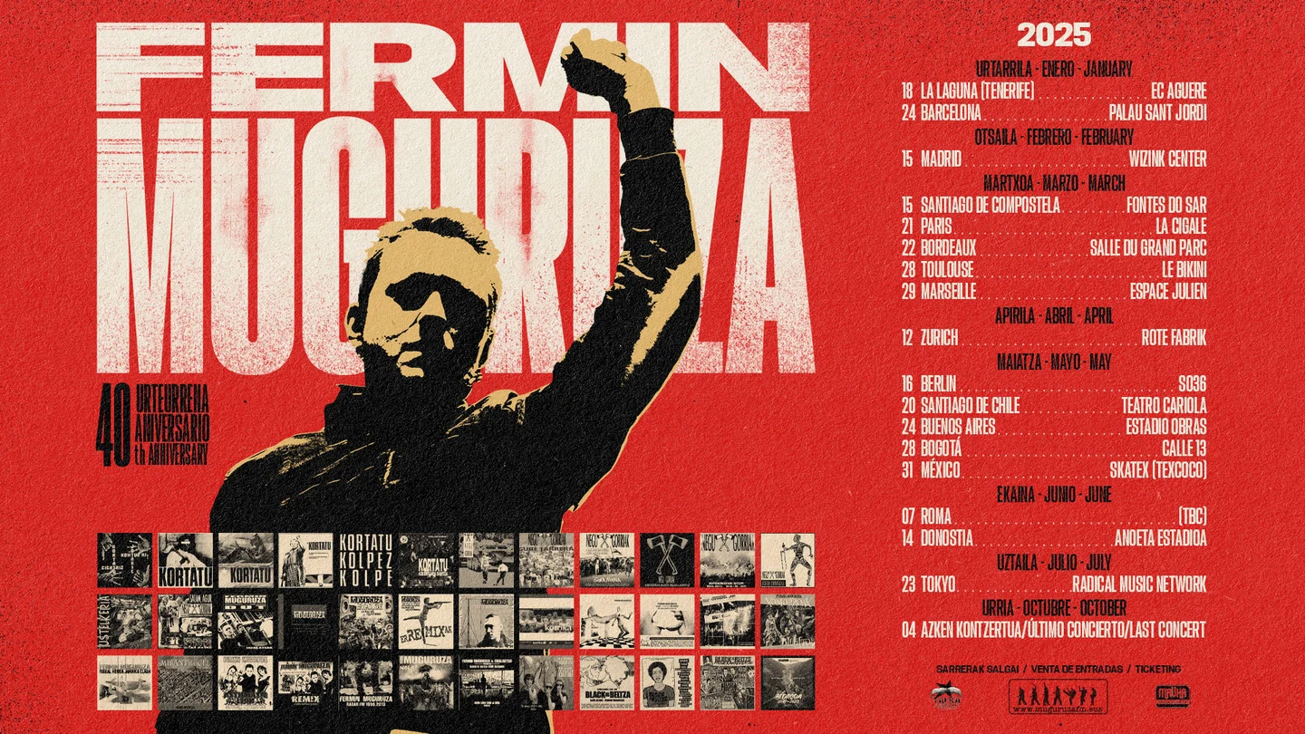 Cartel de la gira europea de Fermin Muguruza en 2025 Cartel de la gira europea de Fermin Muguruza en 2025