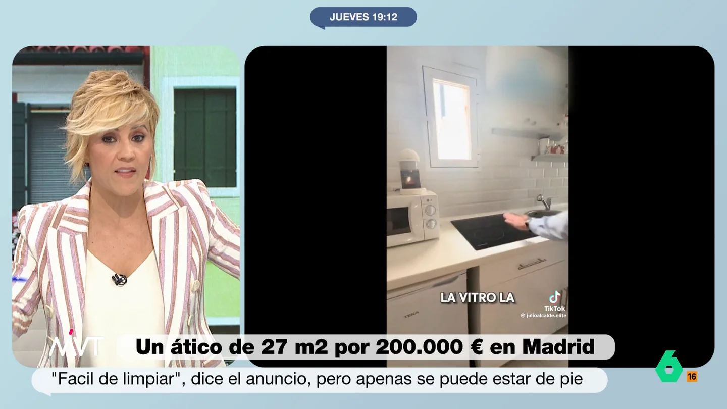 Cristina Pardo, tajante sobre el problema de la vivienda Cristina Pardo y Angélica Rubio analizan en este vídeo el problema de la vivienda en España y en ciudades como Madrid tras ver cómo se oferta un ático de 27 metros cuadrados por 200.000 euros en el barrio madrileño de Chamberí.