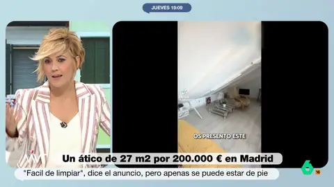 Cristina Pardo reacciona al anuncio viral de la venta de un piso de 27 m² por casi 200.000 euros