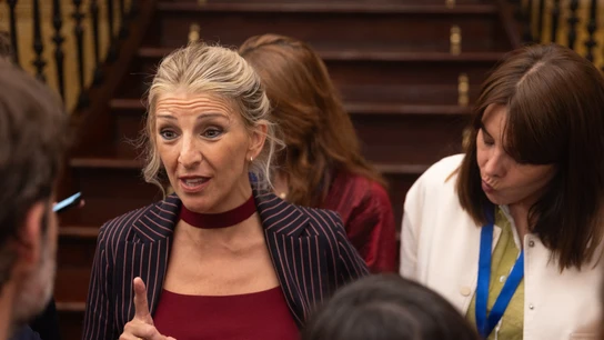 La vicepresidenta segunda y ministra de Trabajo, Yolanda Díaz, durante el Pleno de este jueves. La vicepresidenta segunda y ministra de Trabajo, Yolanda Díaz, durante el Pleno de este jueves.