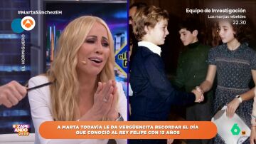 Marta Sánchez se muere de vergüenza cuando Pablo Motos enseña su foto junto a Felipe VI de niños