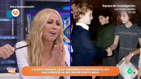 Marta Sánchez se muere de vergüenza cuando Pablo Motos enseña su foto junto a Felipe VI de niños