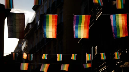 Varias banderolas arcoíris en las celebraciones de Orgullo de Madrid en 2013 Varias banderolas arcoíris en las celebraciones de Orgullo de Madrid en 2013