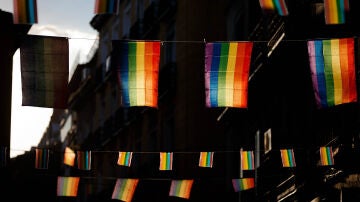 Varias banderolas arcoíris en las celebraciones de Orgullo de Madrid en 2013
