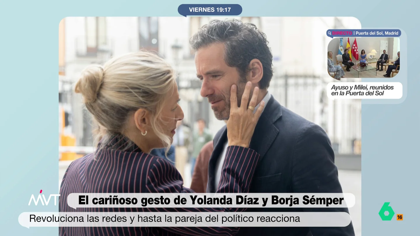 Yolanda Díaz y Borja Sémper con gesto cariñoso Yolanda Díaz y Borja Sémper con gesto cariñoso