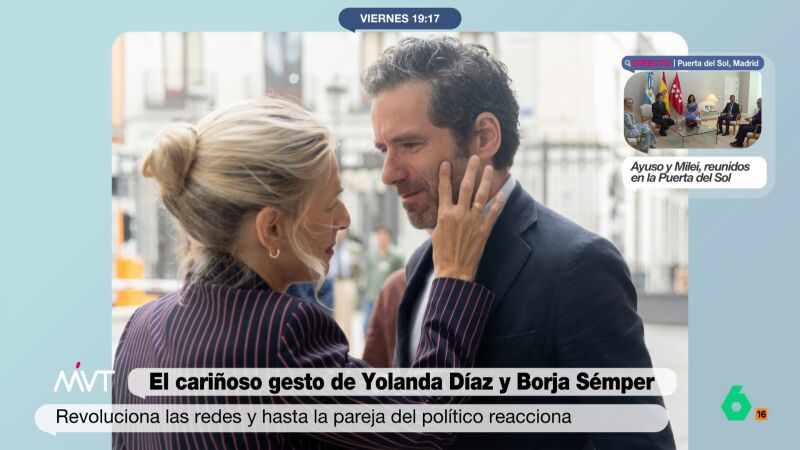 Yolanda Díaz y Borja Sémper con gesto cariñoso