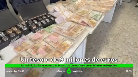 La Policía incauta el "tesoro" de un mafioso en Nápoles: 9 millones de euros en dinero y joyas