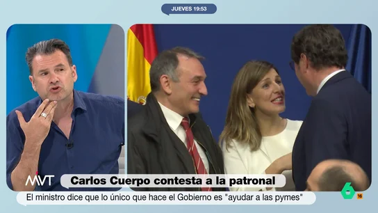 Iñaki López, sobre las quejas de la patronal por la jornada laboral Más Vale Tarde analiza en este vídeo las duras críticas de la CEOE y Cepyme al Gobierno por la reducción de la jornada laboral e Iñaki López asegura que "me llama la atención": "Haciendo un pocito de cuentas, se queda al día en 10 minutos".