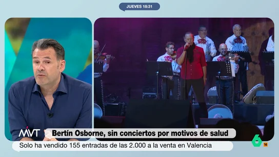 Iñaki López ironiza sobre el concierto cancelado de Bertín Osborne "Igual si estuviera bien iluminado, veríamos que hay miles de personas", reacciona en este vídeo Iñaki López al ver el concierto que suspendió Bertín Osborne en plena actuación por las luces, pero para el que había vendido pocas entradas.