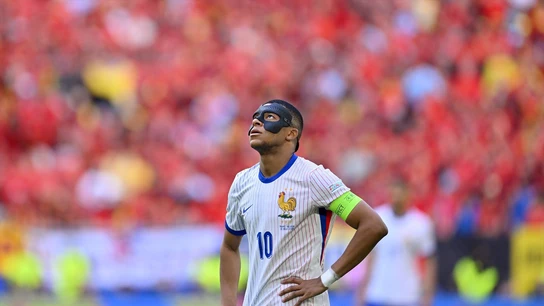 Kylian Mbappé en el partido de octavos de final de la Eurocopa 2024 Kylian Mbappé en el partido de octavos de final de la Eurocopa 2024