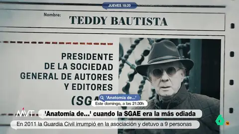 Más Vale Tarde comenta con Mamen Mendizábal el caso de la SGAE en 2011 que abordará este domingo 'Anatomía de' y analizan en este vídeo la figura de Teddy Bautista, que entonces fue "una de las personas más insultadas de España".