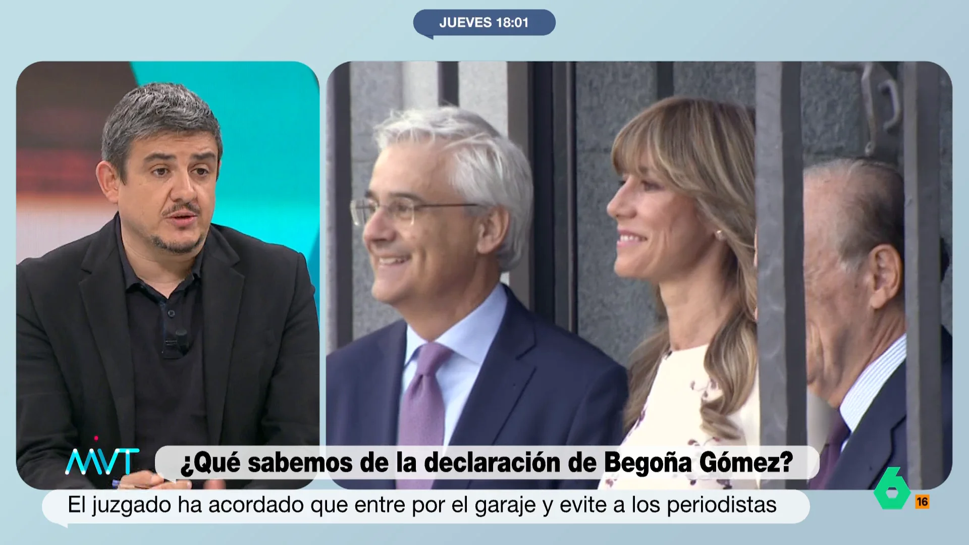 Más Vale Tarde analiza en este vídeo con Alfonso Pérez Medina, responsable de Tribunales de laSexta, la decisión de la jueza decana de Madrid de permitir que Begoña Gómez acceda en coche por el garaje para declarar mañana en el juzgado.