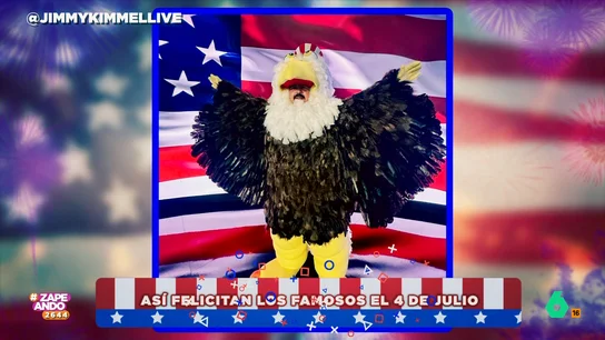 Haciendo surf o con un disfraz de águila calva: así han felicitado los famosos el cuatro de julio El cuatro de julio se celebra en Estados Unidos el Día de la Independencia. Un momento en el que las familias se reúnen y, sobre todo, hacen alarde de su patriotismo.