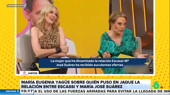 María Eugenia Yagüe, sobre la ruptura entre Escassi y María José Suarez: "Quién pone la relación en jaque es Escassi"" María Eugenia Yagüe, sobre la ruptura entre Escassi y María José Suarez: "Quién pone la relación en jaque es Escassi""