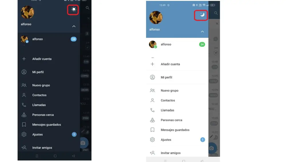 Pasos para activar el modo oscuro en Telegram Pasos para activar el modo oscuro en Telegram