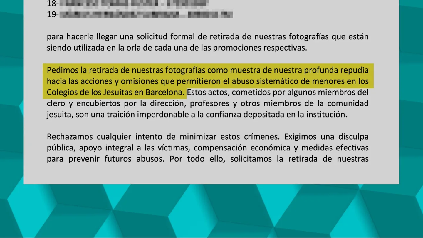 Petición de exalumnos de tres colegios católicos de Barcelona Petición de exalumnos de tres colegios católicos de Barcelona