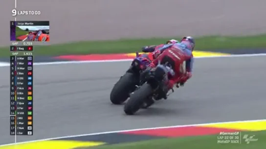 El toque de Morbidelli a Marc Márquez que casi arruina su gran remontada en Alemania El toque de Morbidelli a Marc Márquez que casi arruina su gran remontada en Alemania