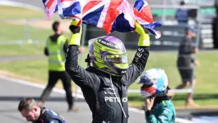 Lewis Hamilton, tras ganar en Silverstone