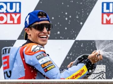 Marc M&aacute;rquez, en el podio de Alemania