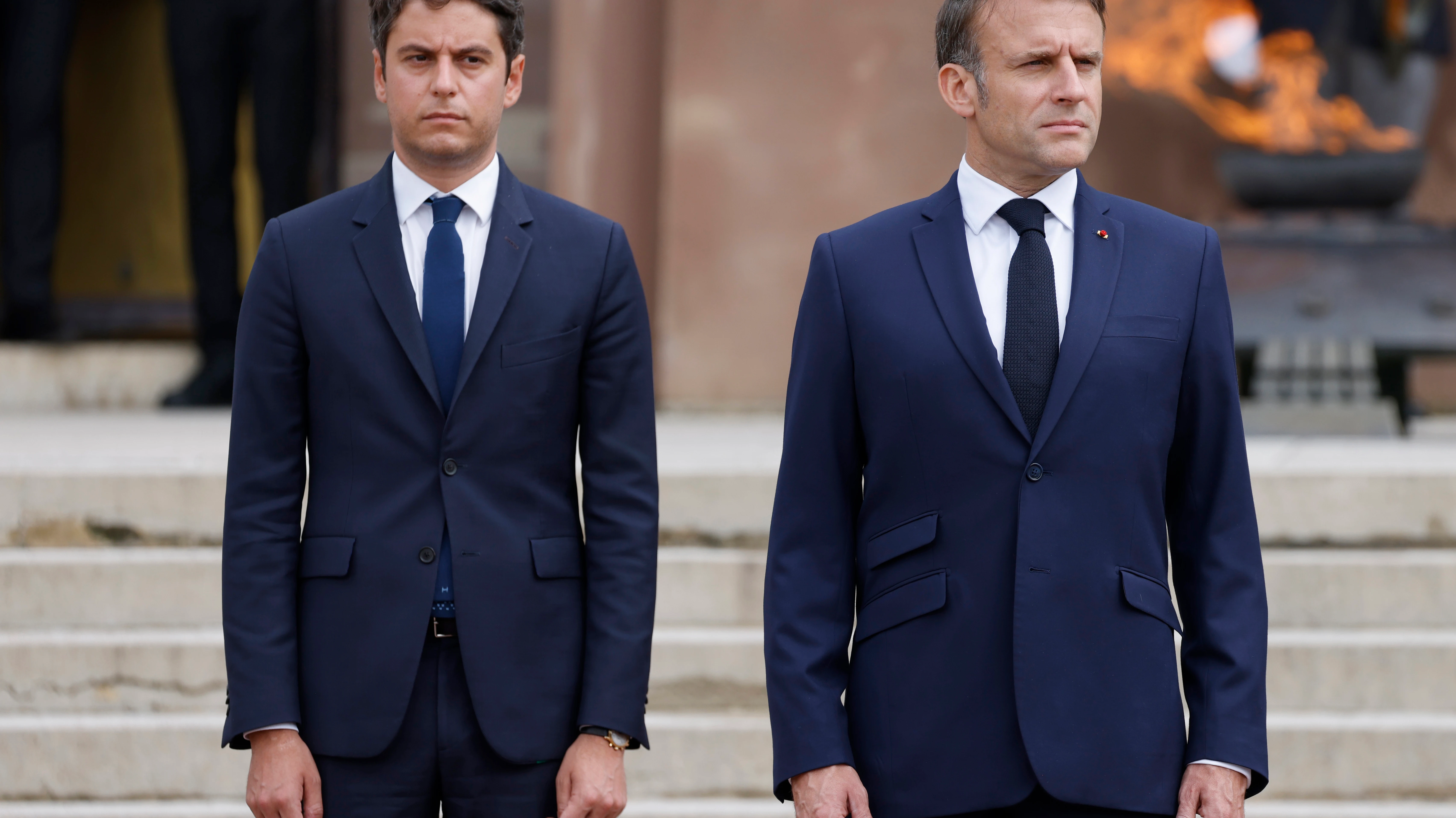 El primer ministro francés, Gabriel Attal, y el presidente francés, Emmanuel Macron