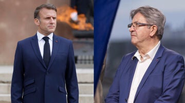 El presidente francés, Emmanuel Macron, y el líder de la Izquierda Insumisa, Jean-Luc Mélenchon