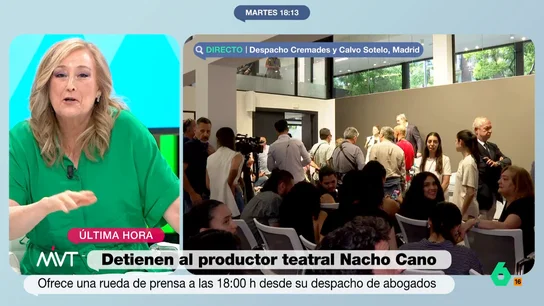 Elisa Beni: "A pesar de que llevamos 42 años sufriendo a Nacho Cano, no tengo animadversión ninguna hacia él" Elisa Beni analiza la detención de Nacho Cano por, presuntamente, tener a inmigrantes ilegales trabajando en 'Malinche'. En este vídeo de Más Vale Tarde, valora las explicaciones del productor musical y opina que "no había por qué detenerle".