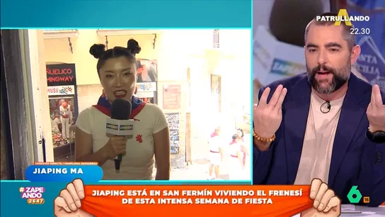 Jiaping explica cómo ha sido su paso por los Sanfermines: "Estoy impresionada, la gente me ha regalado una faja" Jiaping explica cómo ha sido su paso por los Sanfermines: "Estoy impresionada, la gente me ha regalado una faja"