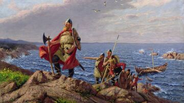 'Leif Erikson discovers America', pintura de Hans Dhal