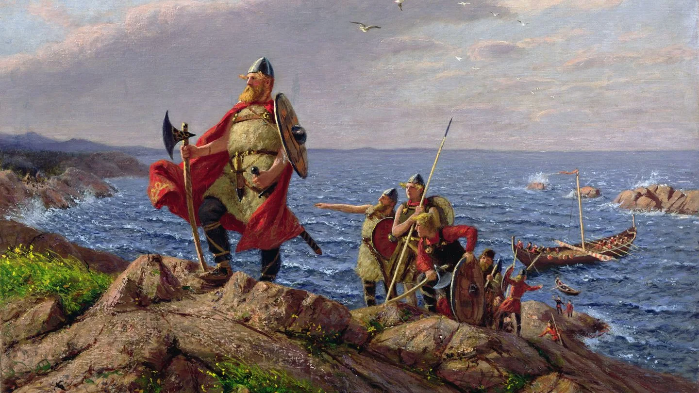 'Leif Erikson discovers America', pintura de Hans Dhal