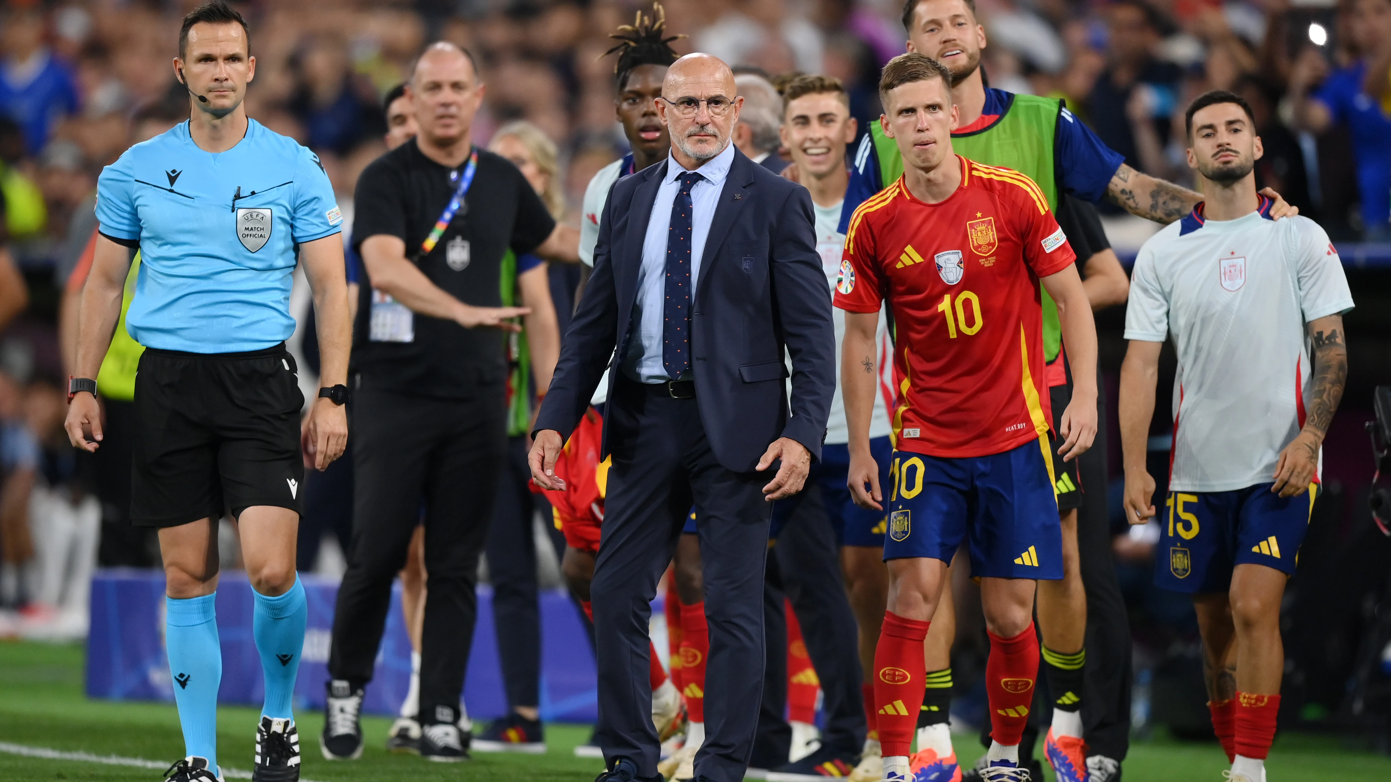 El banquillo de la selección española en las semifinales contra Francia