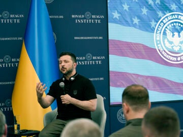 El presidente ucraniano, Volodímir Zelenski, en el Instituto Ronald Reagan en el marco de la Cumbre de la OTAN en Washington este 9 de julio.