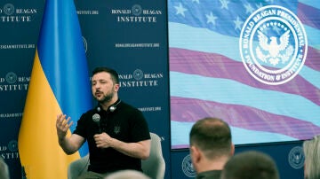 El presidente ucraniano, Volodímir Zelenski, en el Instituto Ronald Reagan en el marco de la Cumbre de la OTAN en Washington este 9 de julio.