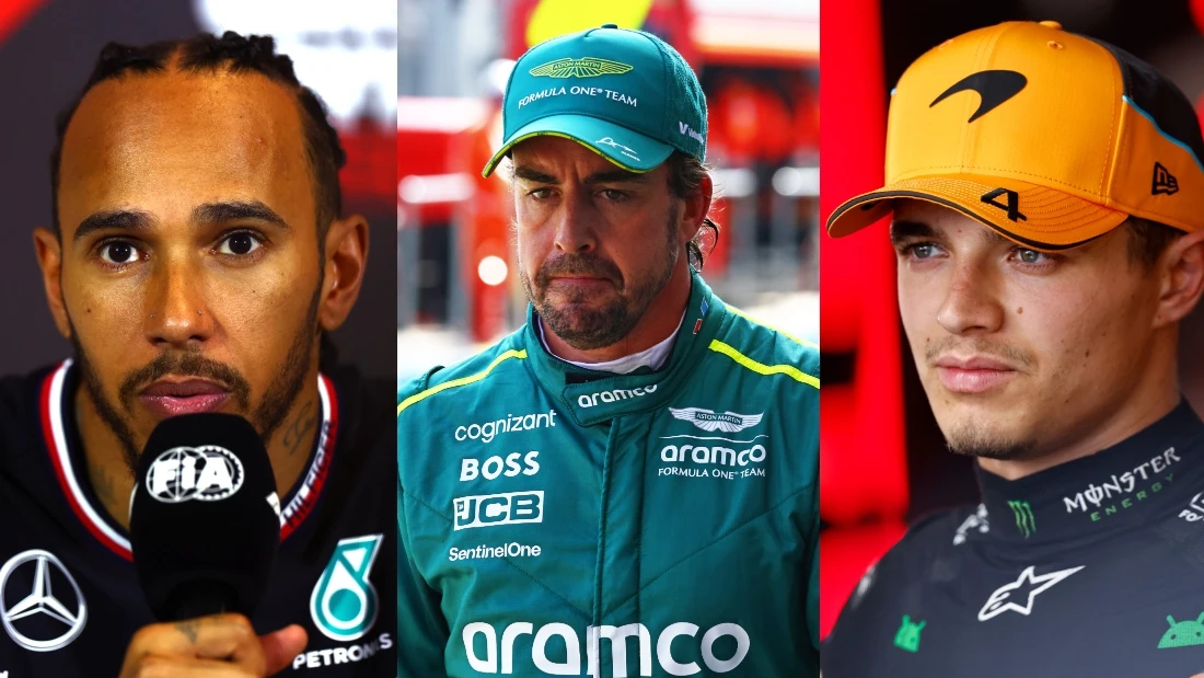 Lewis Hamilton, Fernando Alonso, Lando Norris 