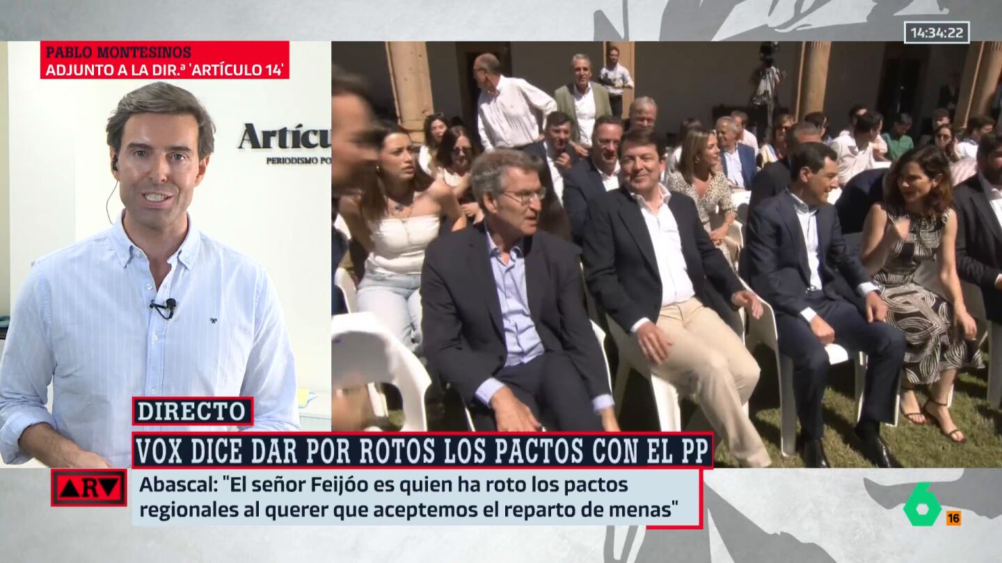 ARV- Montesinos se&ntilde;ala que el PP "da por hecha" la ruptura con Vox: "Ya preparan las crisis de gobierno"