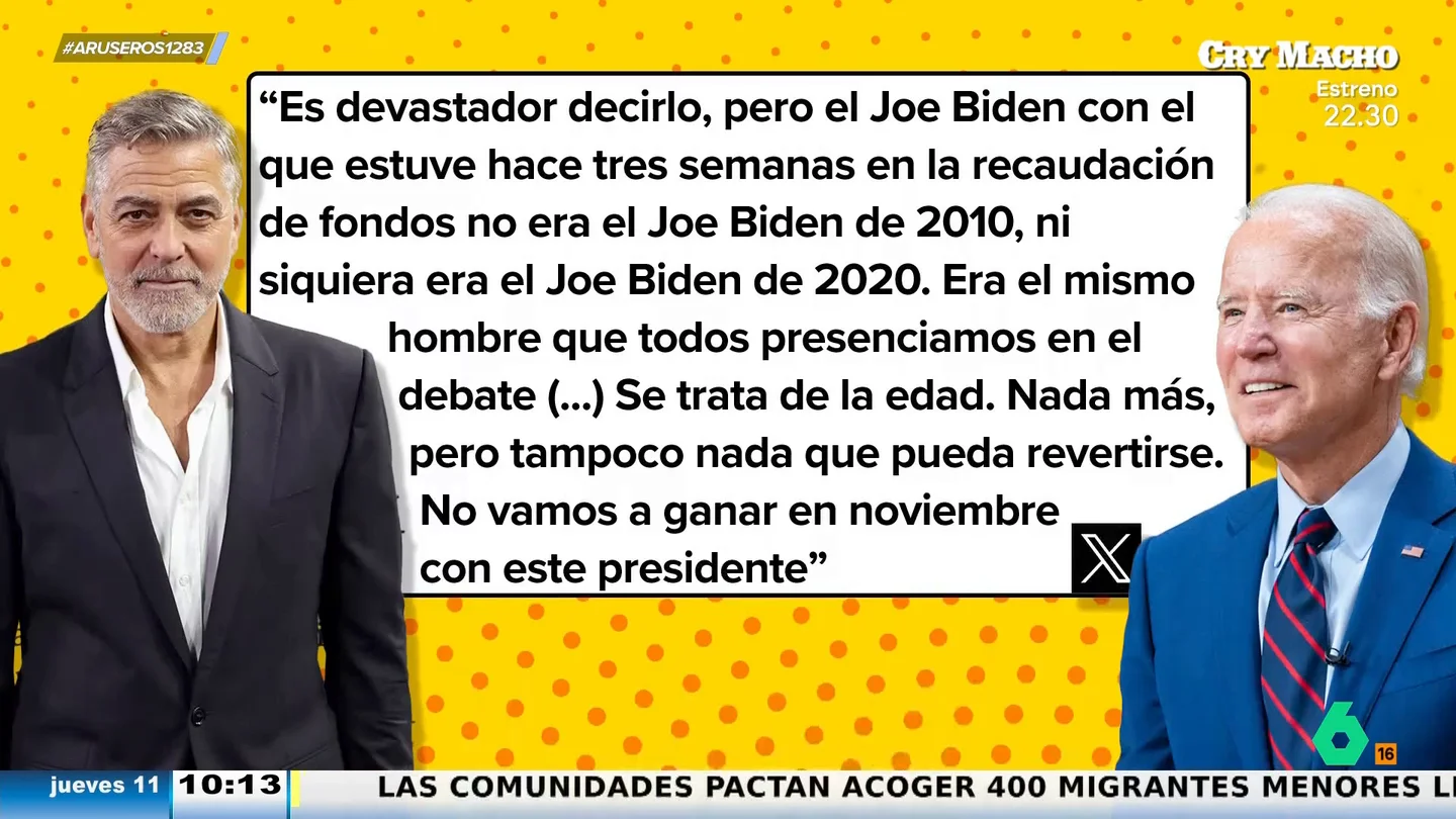 George Clooney afirma que Joe Biden ya no es el mismo por culpa de la edad: "No vamos a ganar con este presidente" George Clooney afirma que Joe Biden ya no es el mismo por culpa de la edad: "No vamos a ganar con este presidente"