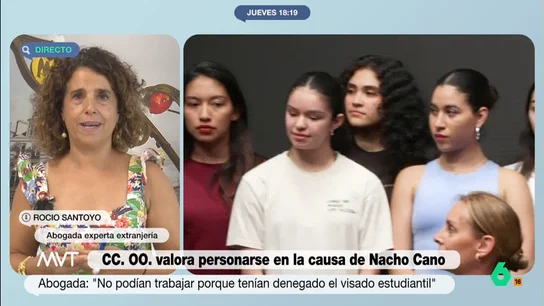 El aviso de una abogada experta en extranjería: "Los becarios de Nacho Cano no pueden cobrar en efectivo y deben cotizar por ellos" "Las empresas que reciben estudiantes en prácticas tienen obligación de cotizar por ellos", afirma rotunda Rocío Santoyo, abogada experta en extranjería, que en este vídeo analiza en Más Vale Tarde la situación de los becarios de Nacho Cano.