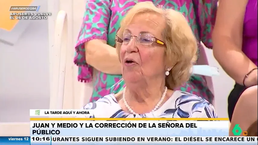 La indignación de una señora cuando Juan y Medio dice que tiene 92 años: "Tengo 91 y medio"