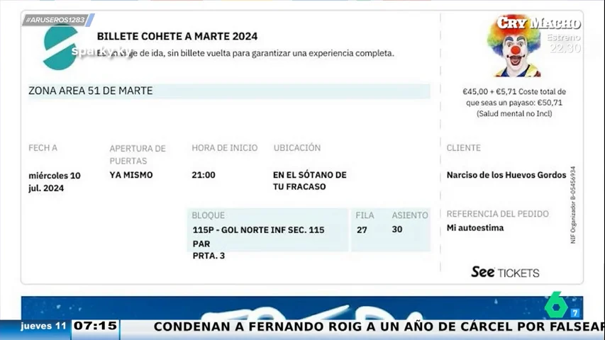 Una joven edita la entrada de Estopa cuando su ex se la pide para ir al concierto: "Coste de que seas un payaso: 50 euros"