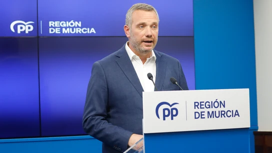 El vicesecretario de Organización, Comunicación y Electoral del PP de Murcia, Joaquín Segado, ofrece una rueda de prensa sobre actualidad política, en la sede regional del PP, a 12 de julio de 2024, en Murcia El vicesecretario de Organización, Comunicación y Electoral del PP de Murcia, Joaquín Segado, ofrece una rueda de prensa sobre actualidad política, en la sede regional del PP, a 12 de julio de 2024, en Murcia