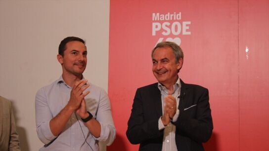 Juan Lobato y Jos&eacute; Luis Rodr&iacute;guez Zapatero en el acto conmemorativo por el 20 aniversario de de la Ley de Medidas de Protecci&oacute;n Integral contra la Violencia de G&eacute;nero
