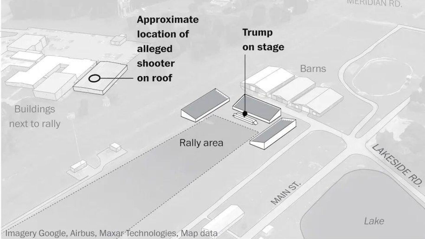 Plano del lugar del ataque a Donald Trump