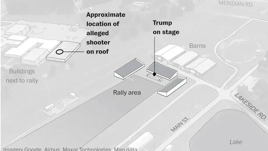 Plano del lugar del ataque a Donald Trump